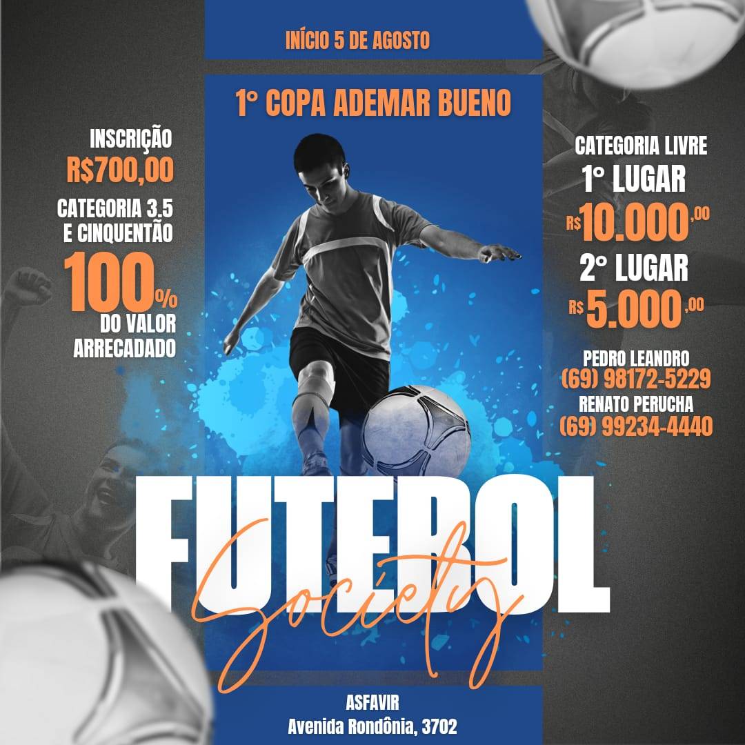 Congresso técnico da Copa Ademar Bueno de Futebol Society acontece nesta quinta-feira, na Asfavir