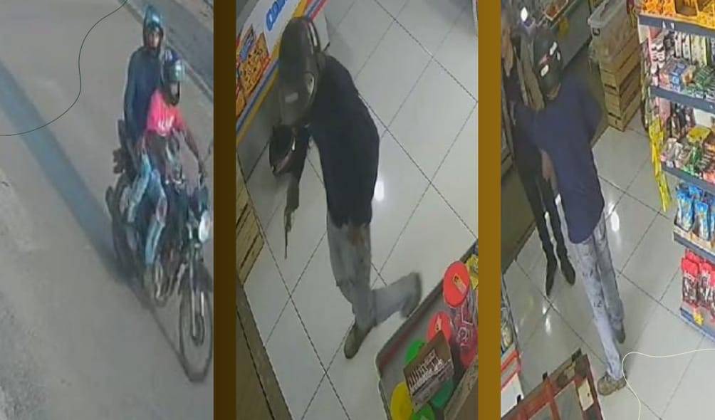 Câmeras de monitoramento mostram ladrões aterrorizando mercadinho durante assalto, em Vilhena