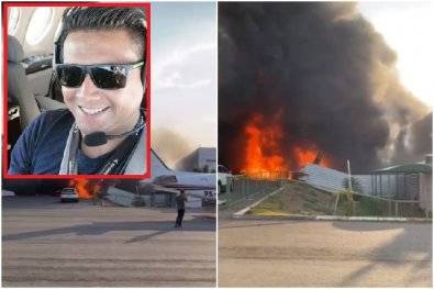 ASSISTA VÍDEO: avião bimotor explode ao aterrissar em aeroporto de Cuiabá e deixa dois mortos; irmãos produtores rurais sobrevivem