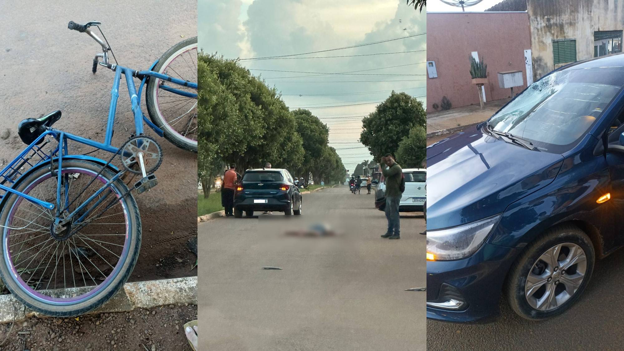 VÍDEO: ciclista sofre ferimentos após ser atingido por carro no Jardim Primavera, em Vilhena