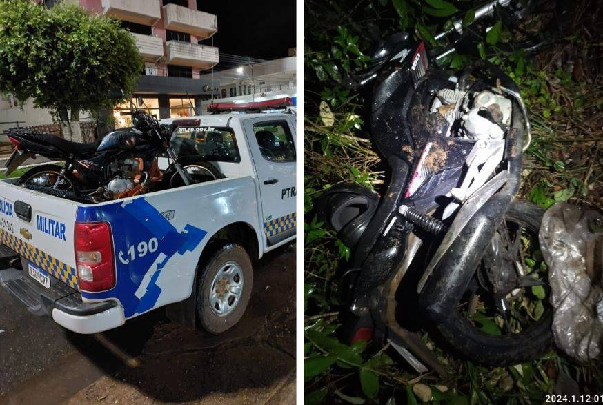 Guarnições da P-Tran e da Rádio Patrulha recuperam motocicletas poucas horas após os furtos, em Vilhena