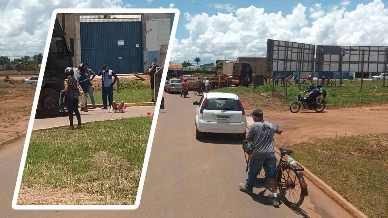 Mulher de 58 anos sofre ferimentos graves após ter bicicleta atingida por caminhão-prancha, em Vilhena