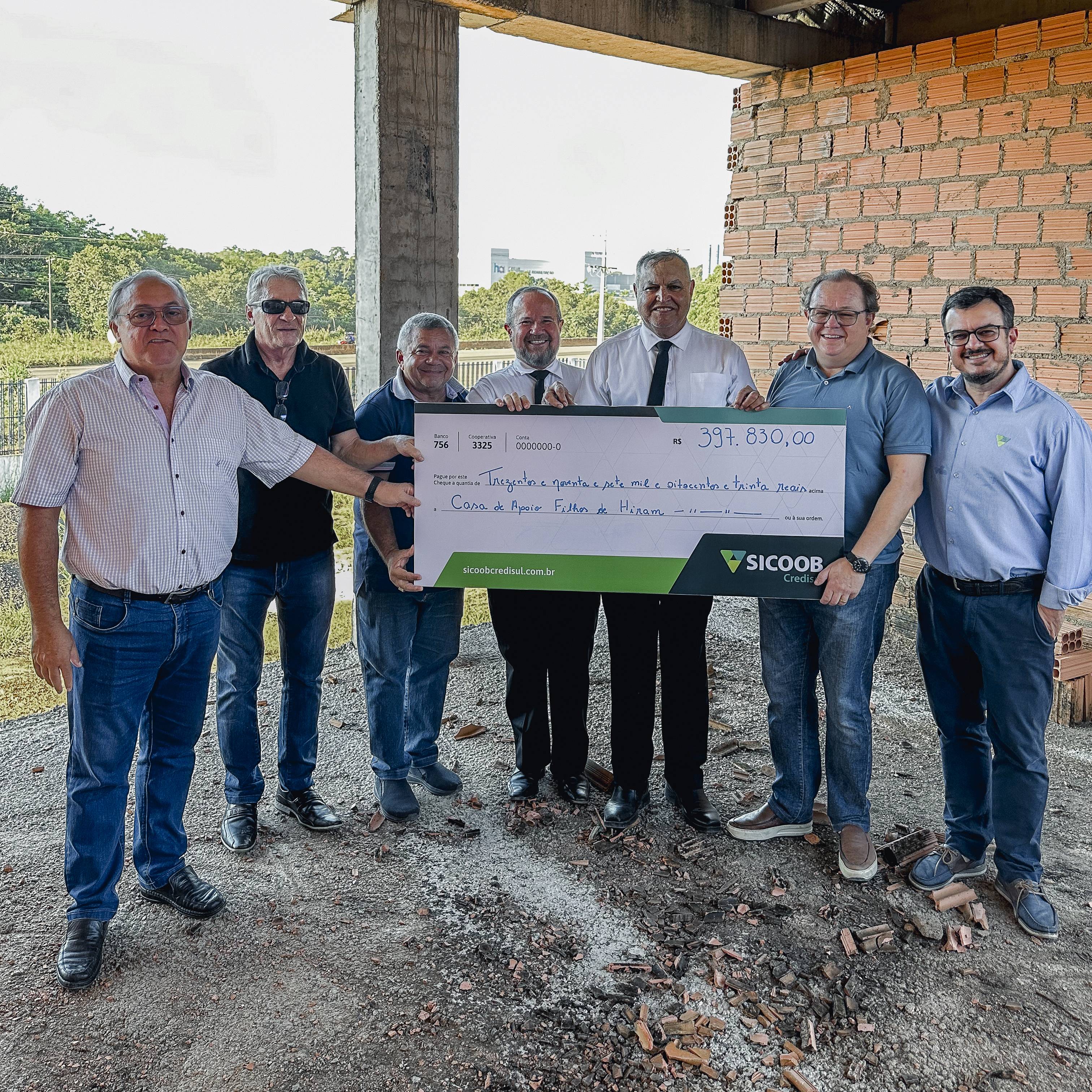 Sicoob Credisul doa mais de R$ 397 mil para construção da Casa de Apoio Filhos de Hiran, em Porto Velho