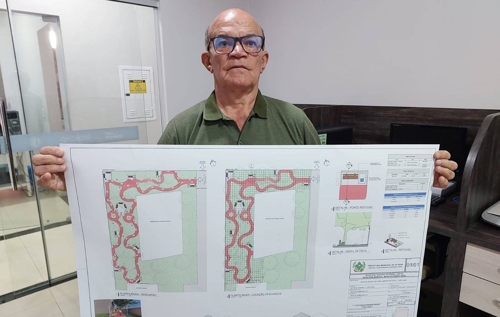 Idealizador do projeto da pista de caminhada para idosos em Vilhena é surpreendido com abaixo-assinado contrário a construção