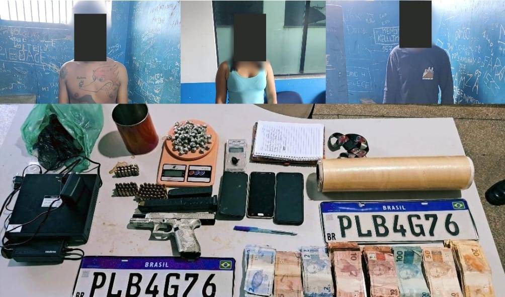 Ação conjunta das polícias Civil e Militar resulta na prisão de três suspeitos, e na apreensão de arma, munições e drogas