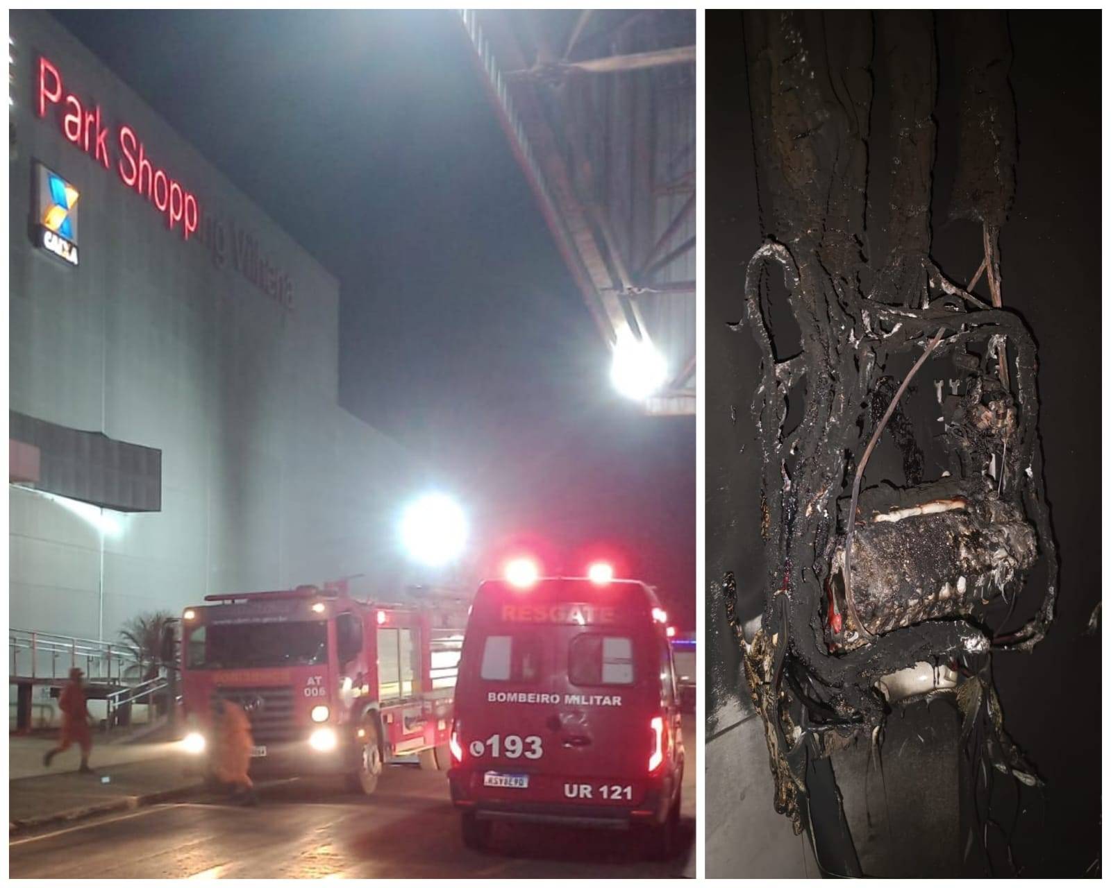 Quadro elétrico derrete em shopping, fumaça assusta frequentadores e Bombeiros são mobilizados, em Vilhena