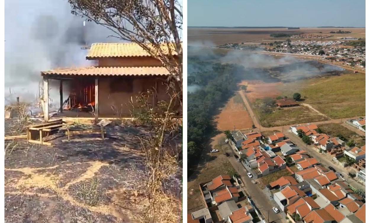 ASSISTA VÍDEOS: após destruir casa de chacareiro, fogo chega à área urbana de Vilhena e assusta moradores