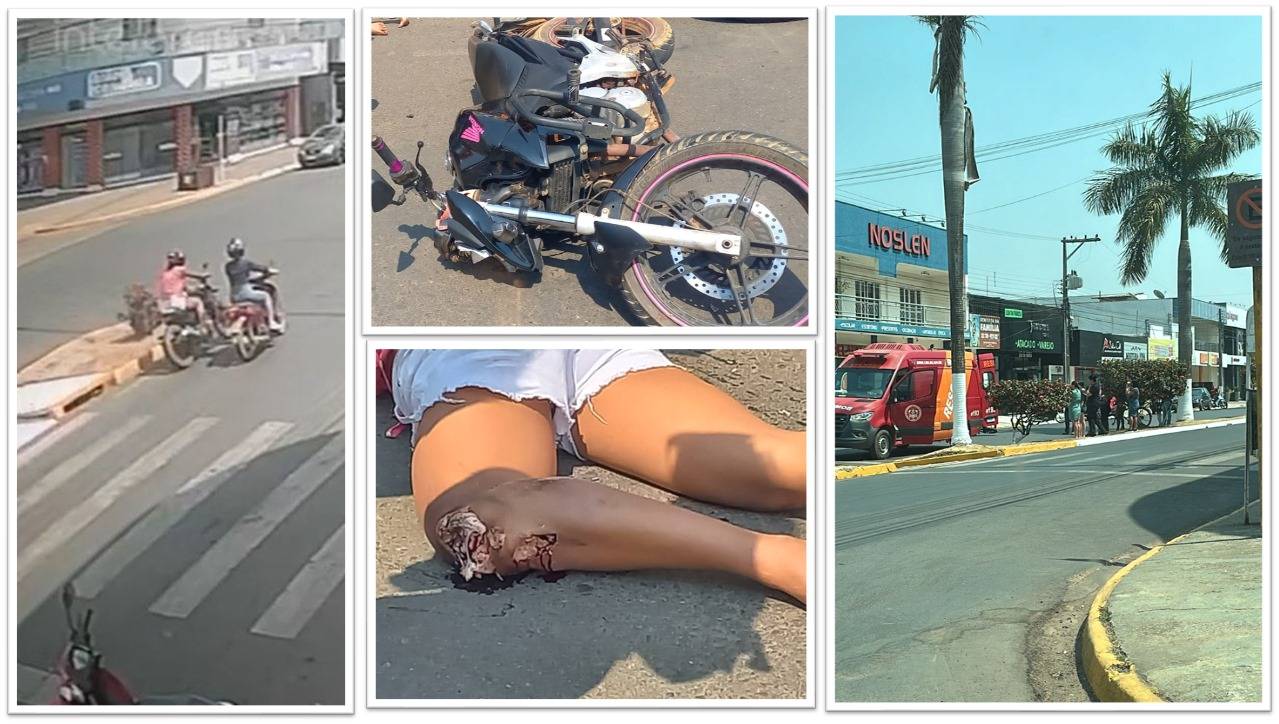 VEJA VÍDEO: uma motociclista atrapalha a outra e mulher sofre queda “feia” na avenida mais movimentada de Vilhena