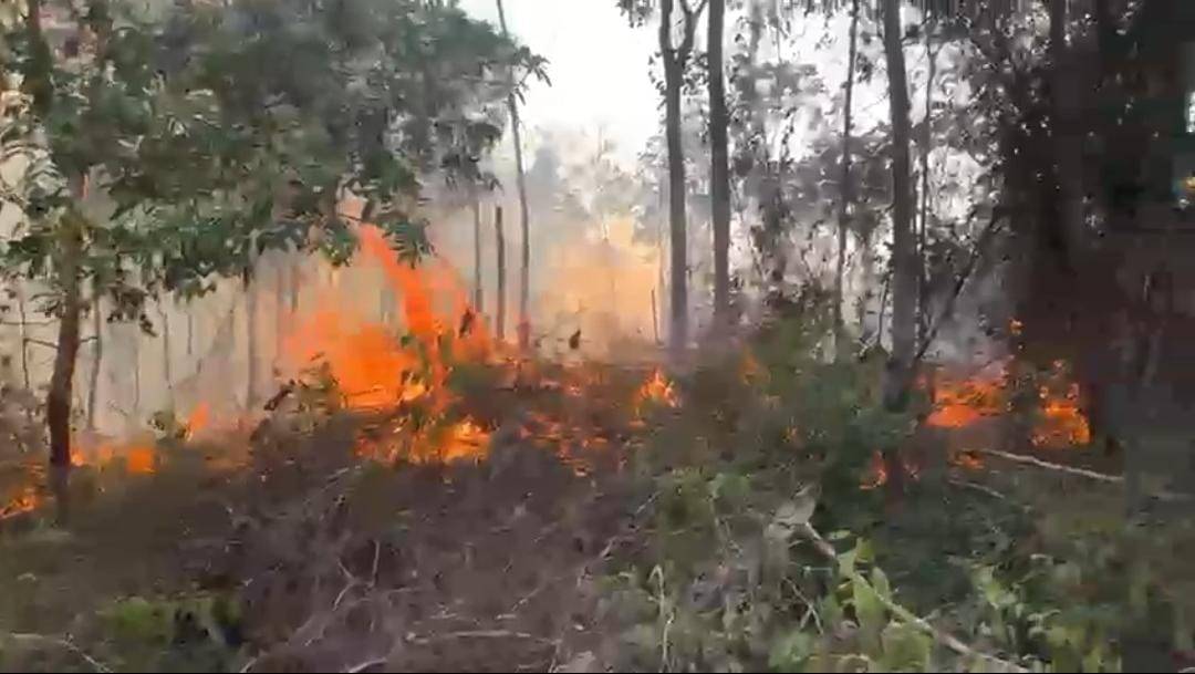 VÍDEO: fumaça é registrada novamente em área que está queimando há duas semanas, em Vilhena; Bombeiros chegam à exaustão