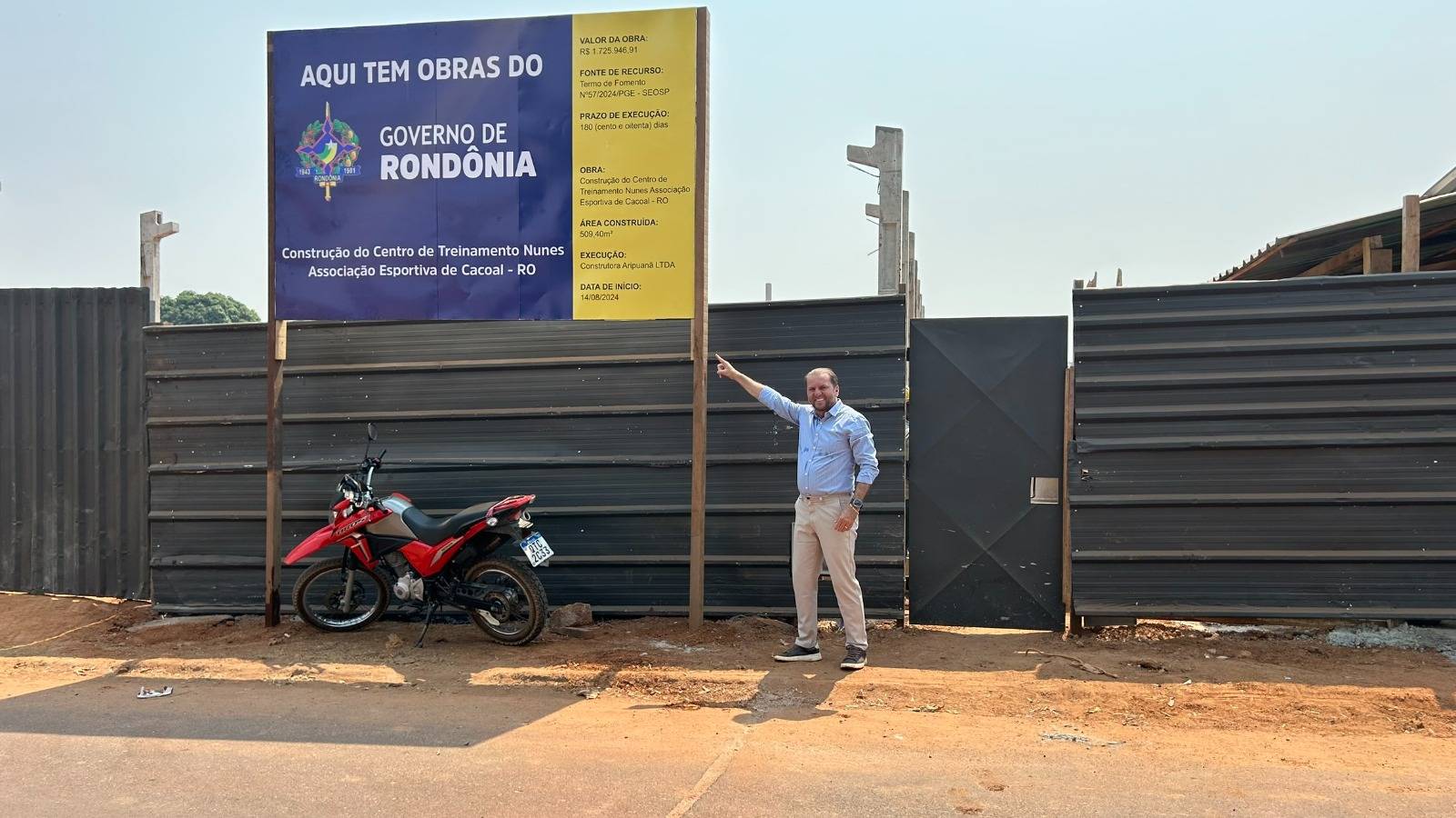 Deputado Cirone Deiró garante recursos para Centro de Treinamento Esportivo, em Cacoal