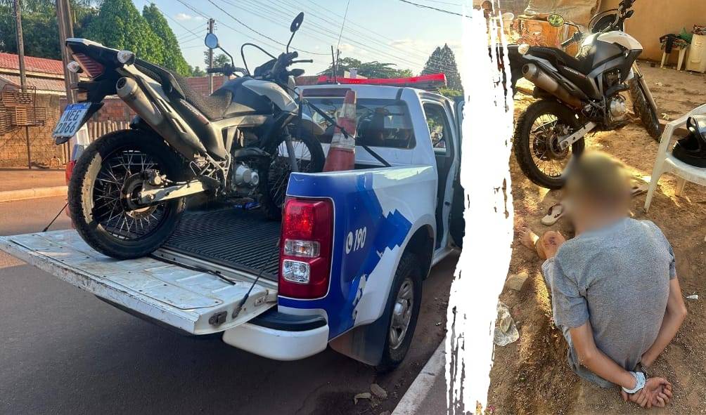 Motocicleta furtada em Vilhena e que seria trocada por drogas na Bolívia é recuperada em Cacoal; adolescente faccionado foi apreendido