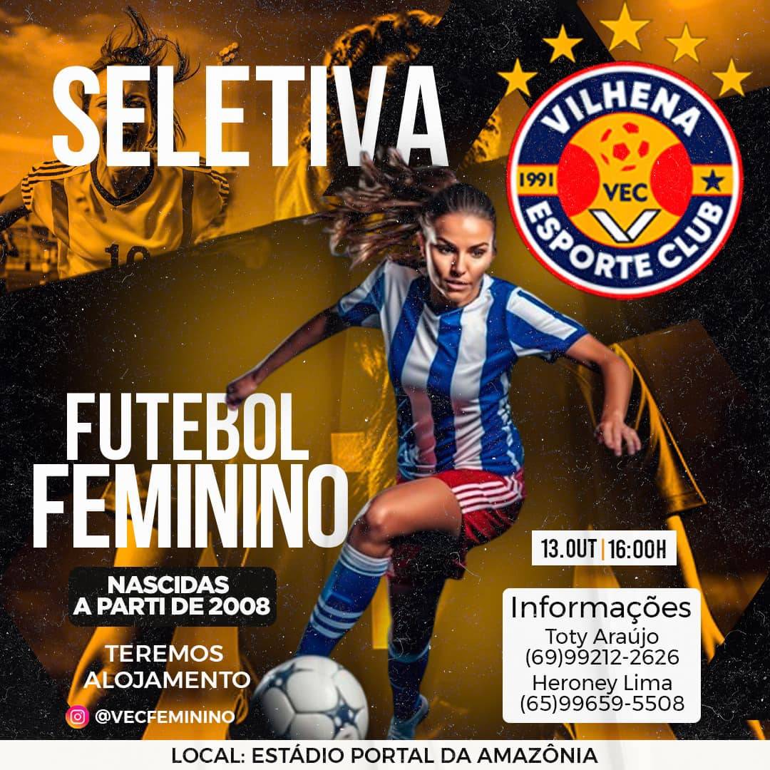 VEC anuncia seletiva de atletas de olho no Campeonato Rondoniense de Futebol Feminino 2024