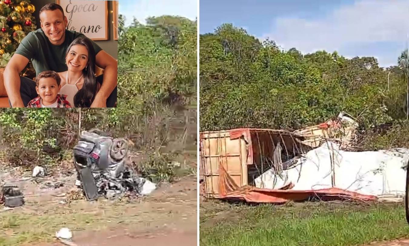 TRAGÉDIA: casal de Vilhena e filho com menos de dois anos de idade morrem após acidente envolvendo carro e carreta em MT