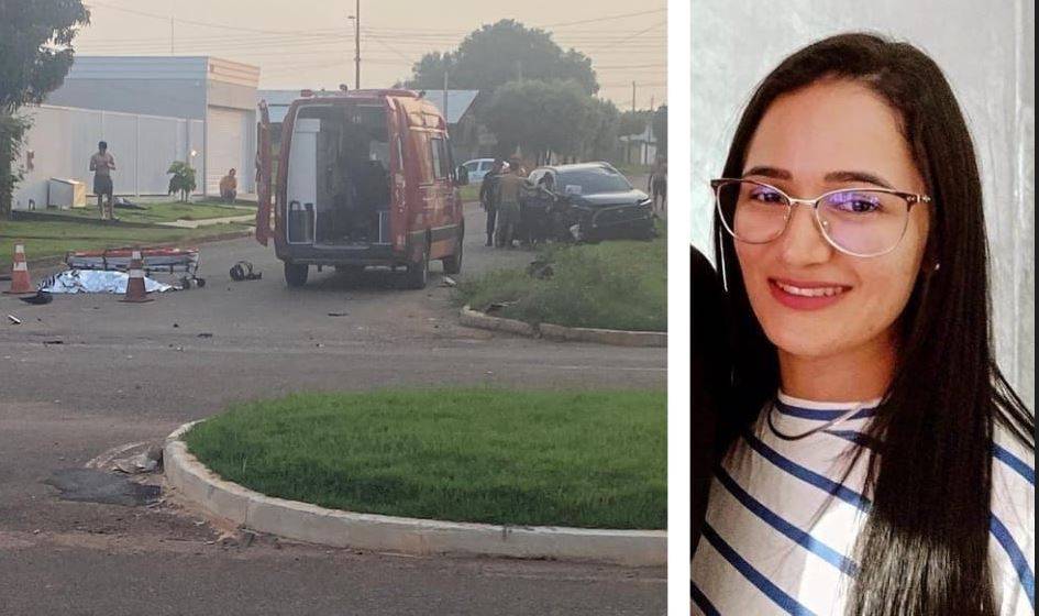 Servidora de escola municipal tem motoneta atingida por carro em cruzamento na cidade de Cerejeiras e morre na hora