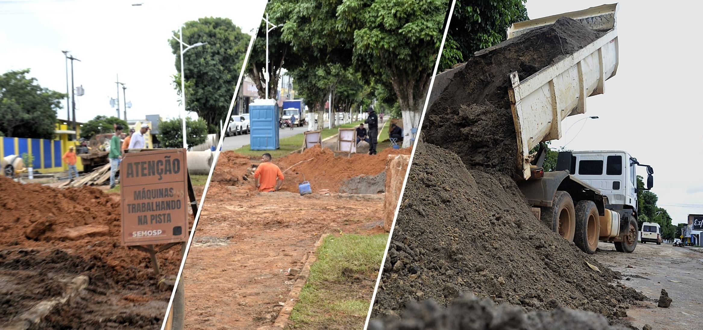 Prefeitura de Vilhena realiza obra para solucionar alagamentos na Avenida Paraná; o tráfego de veículos no local foi redirecionado