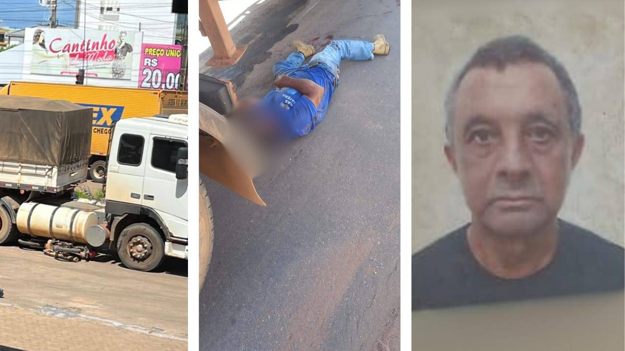 Idoso vai parar com moto embaixo de carreta no cruzamento de avenidas e morre antes de ser socorrido, em Cerejeiras
