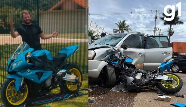 VÍDEO: câmera registra momento em que moto esportiva atinge carro em rodovia de MT e mata influenciador digital