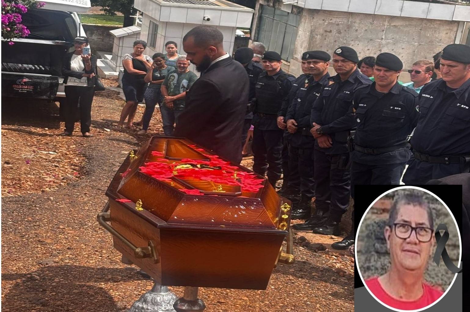 ASSISTA VÍDEOS: homenagens marcam sepultamento de sargento da Polícia Militar que morreu aos 62 anos, em Vilhena