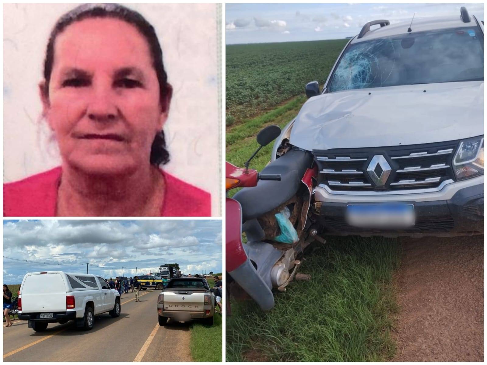 Vindo de sua chácara para Vilhena, tia de vereador tem motoneta atingida por picape na BR 174 e morre dentro de plantação