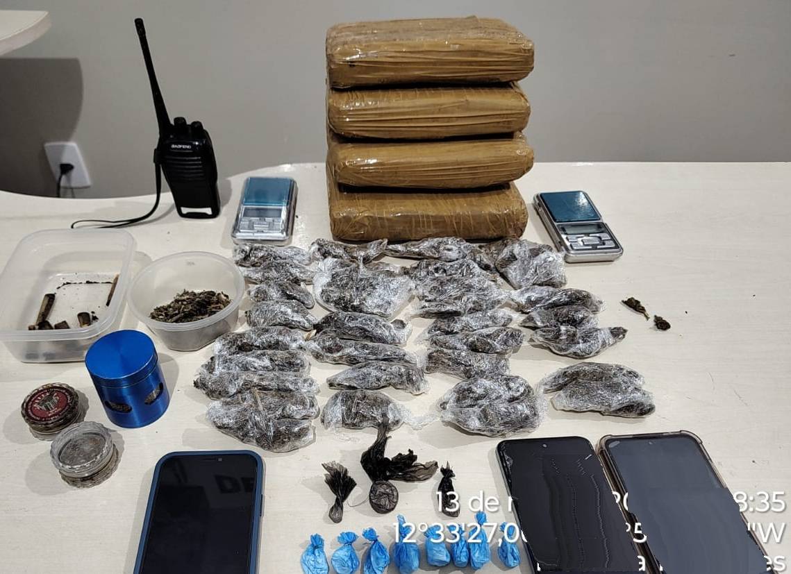 Ao atender ocorrência de violência doméstica, Polícia Militar apreende drogas e prende suspeito na cidade de chupinguaia