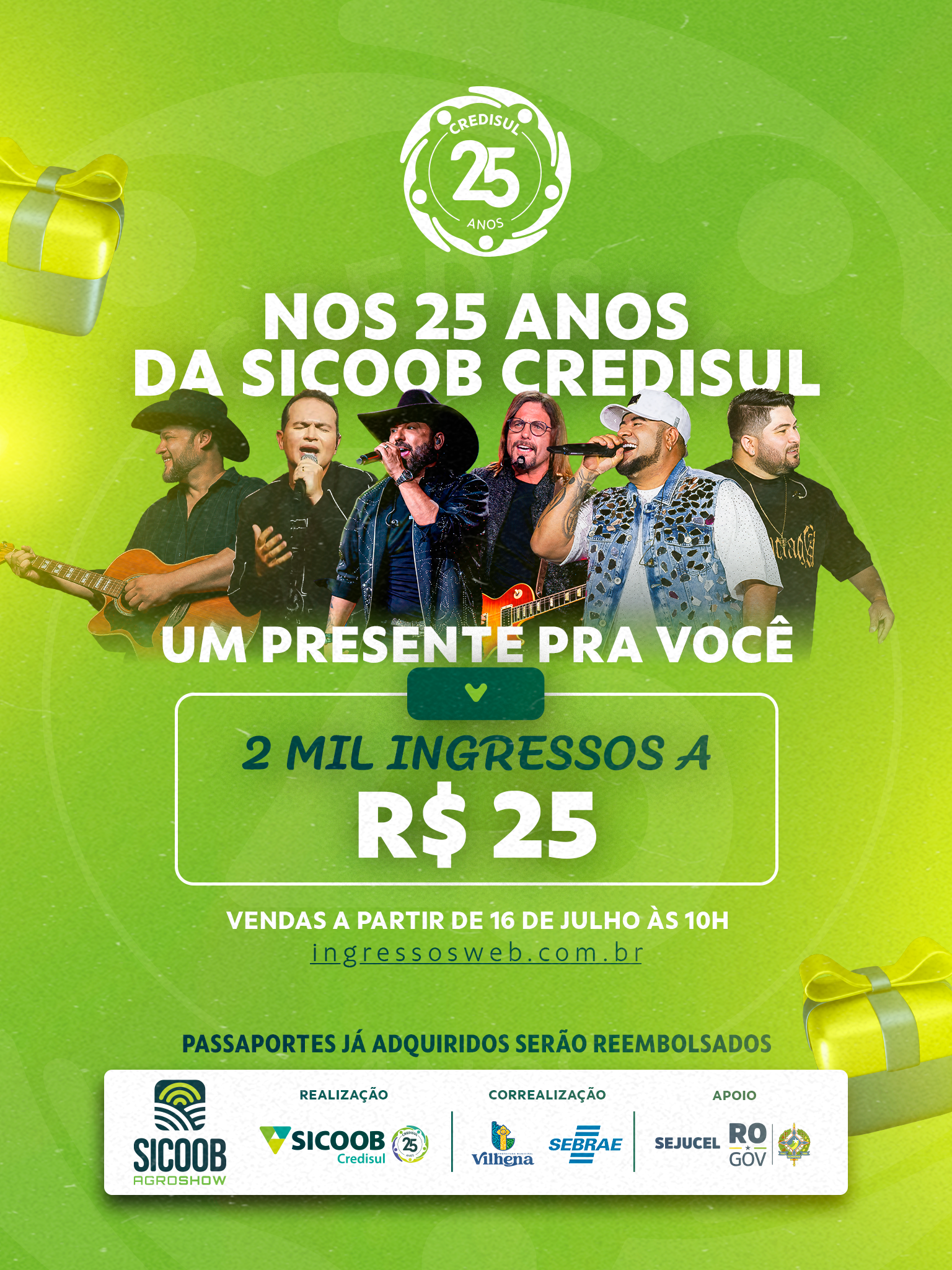 Shows por R$ 25 na Sicoob Agroshow marcam o encerramento da campanha de 25 anos da Sicoob Credisul 