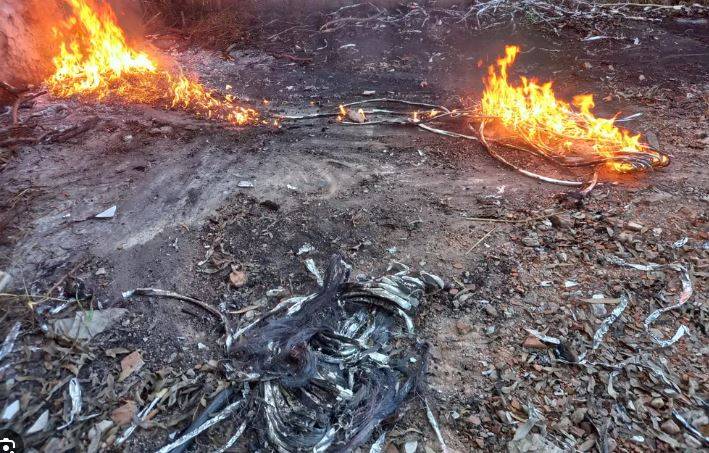 Preso em flagrante queimando fios de cobre, ladrão admite ter furtado o material em barracão da prefeitura de Vilhena