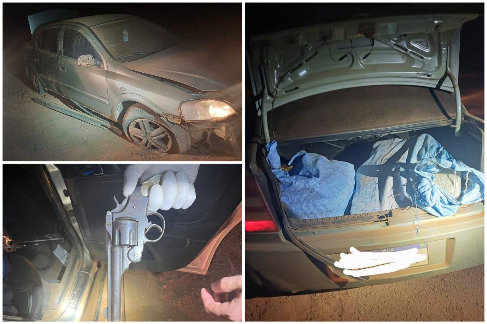 Após perseguição de agentes da PRF, motorista abandona carro com quase 40 kg de drogas em rodovia nas proximidades de Vilhena