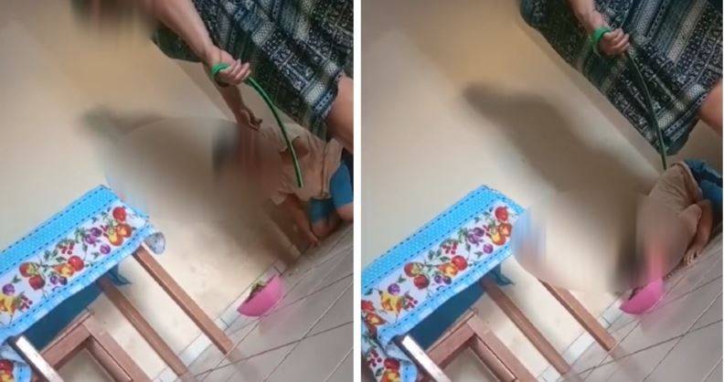 ASSISTA E SE REVOLTE: vídeo mostra criança sendo forçada por avós a ajoelhar e comer igual cachorro em cidade de MT: "Lambe o chão"