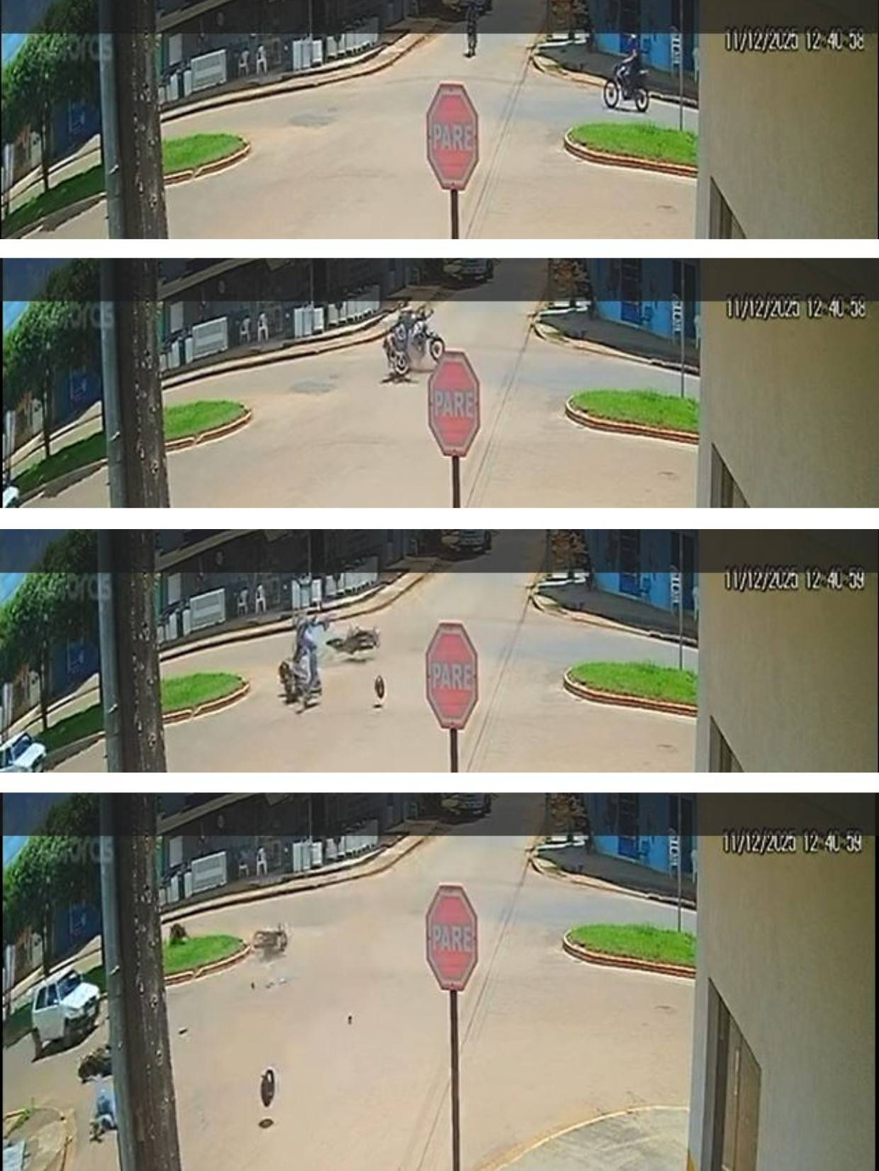 VEJA VÍDEO: Colisão entre motocicletas deixa duas pessoas feridas no Jardim Primavera, em Vilhena