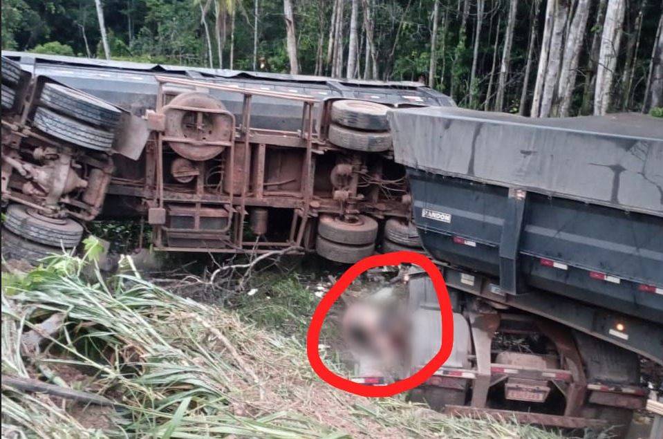 ASSISTA VÍDEO: mulher morre esmagada por carreta na BR 435, entre Vilhena e Colorado do Oeste
