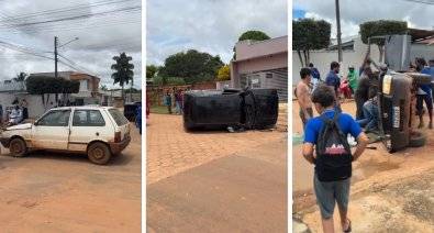 ASSISTA VÍDEO: em cidade próxima a Vilhena, acidente de trânsito inusitado mobiliza o Corpo de Bombeiros