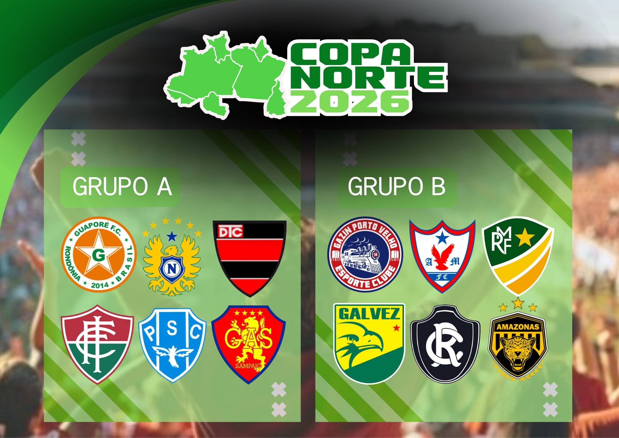 Porto Velho e Guaporé conhecem adversários na Copa Norte 2026; rondonienses só se encontram em uma eventual semifinal