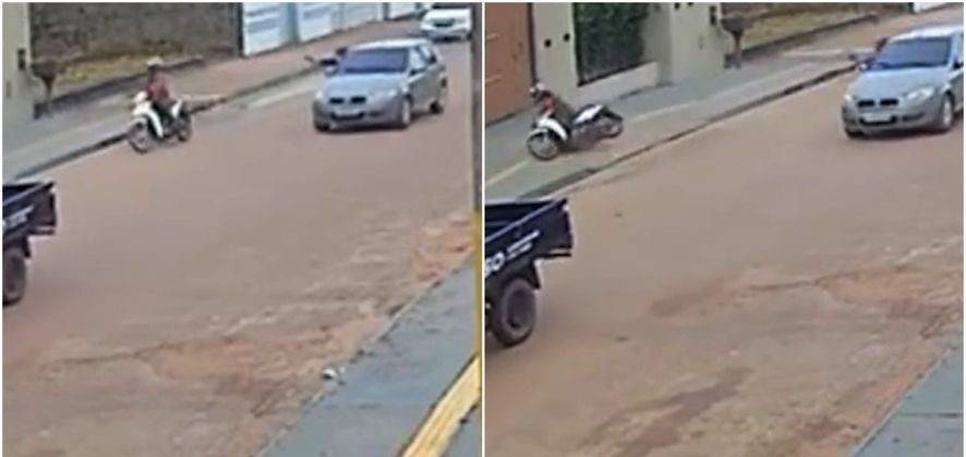 VÍDEO: carro que teria sido usado por assassinos que mataram pedreiro no meio da rua em cidade vizinha é encontrado em chamas