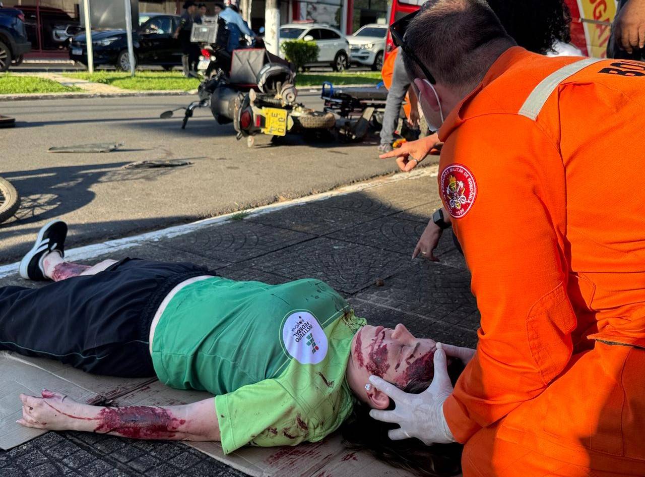VÍDEOS E FOTOS: “acidente” com sangue e vítimas no centro de Vilhena se espalha no Whatsapp e assusta moradores