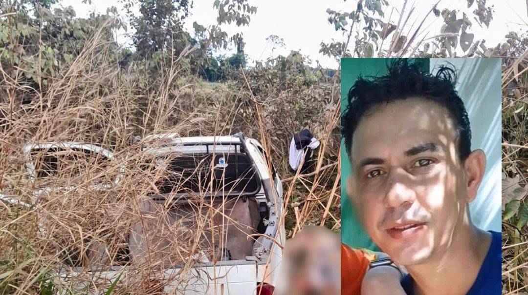 Morador de Cerejeiras, mecânico de 34 anos morre na hora ao capotar picape em estrada vicinal de Pimenteiras do Oeste