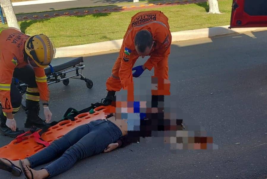 Garota de 22 anos sofre acidente grave em Vilhena, é resgatada por Bombeiros e está intubada no Hospital Regional