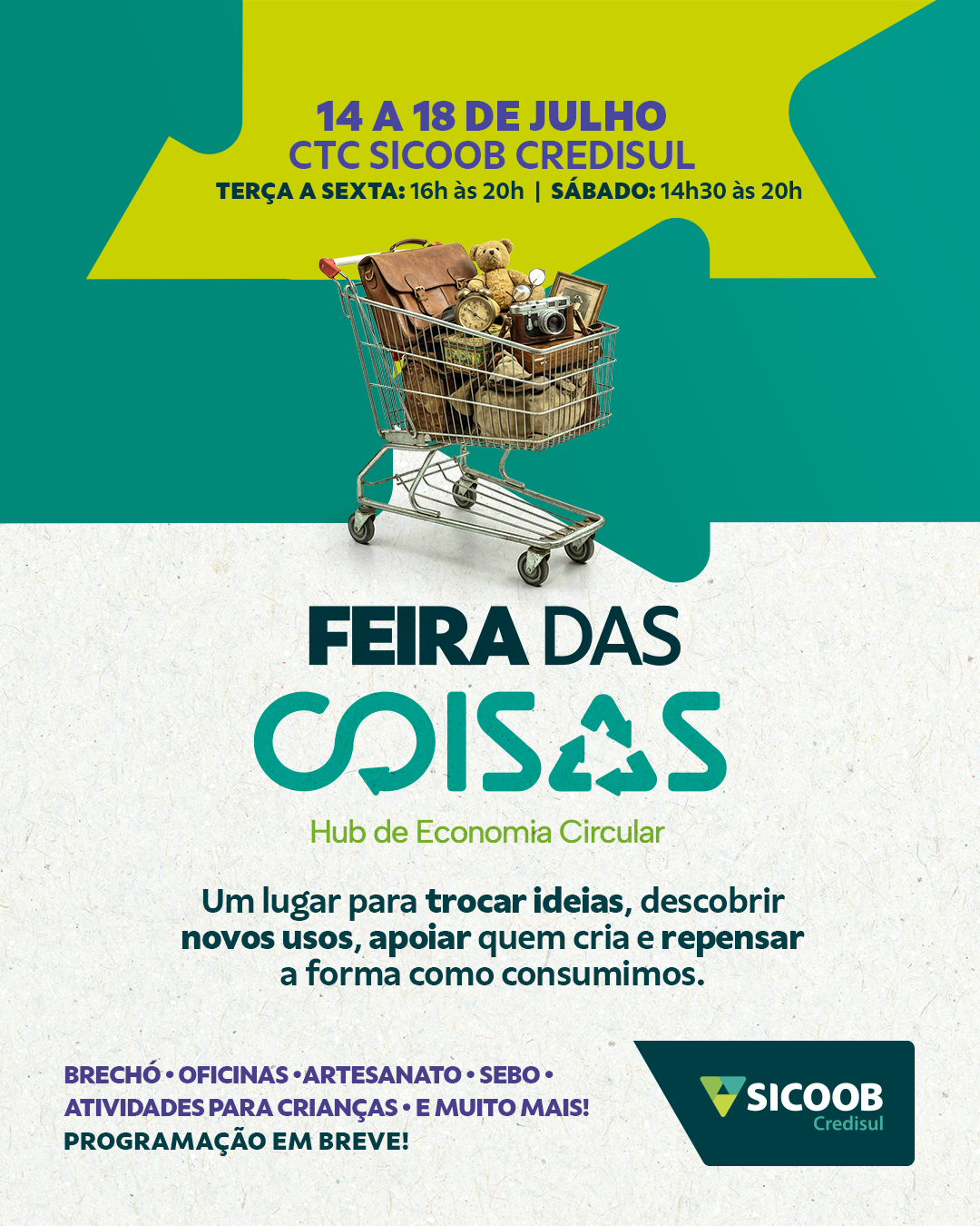 Feira das Coisas leva economia circular ao CTC Sicoob Credisul e convida a repensar o consumo