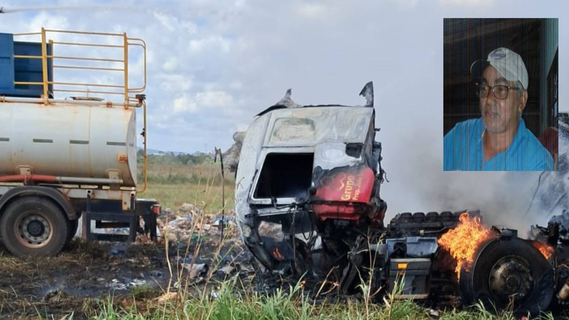VÍDEOS E FOTOS: motorista vilhenense morre carbonizado após acidente envolvendo carretas em rodovia de MT