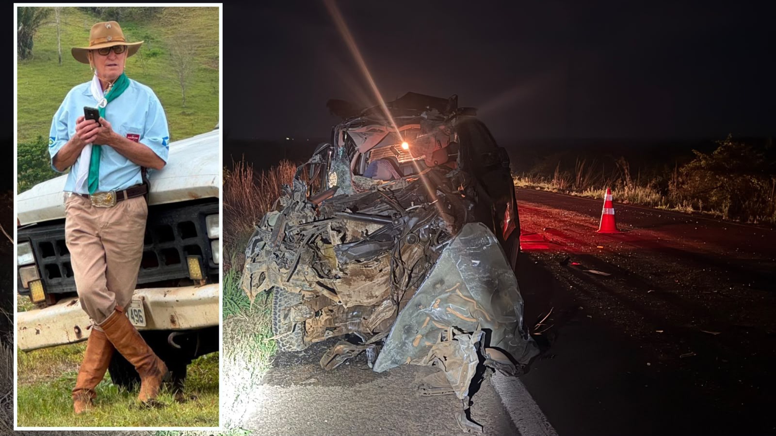 Com sobrenome Cassol, motorista morre aos 74 anos após acidente envolvendo picape e carreta na BR 364, em MT