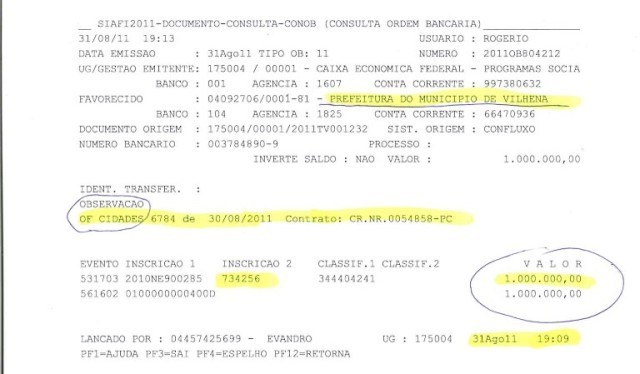 Natan exibe extrato para mostrar liberação de R$ 1 milhão para obra em Vilhena