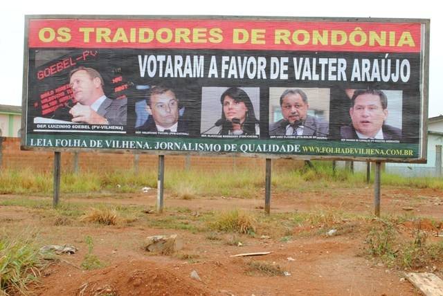 Juiz vilhenense manda jornal retirar outdoors que chamavam Goebel de “traidor”