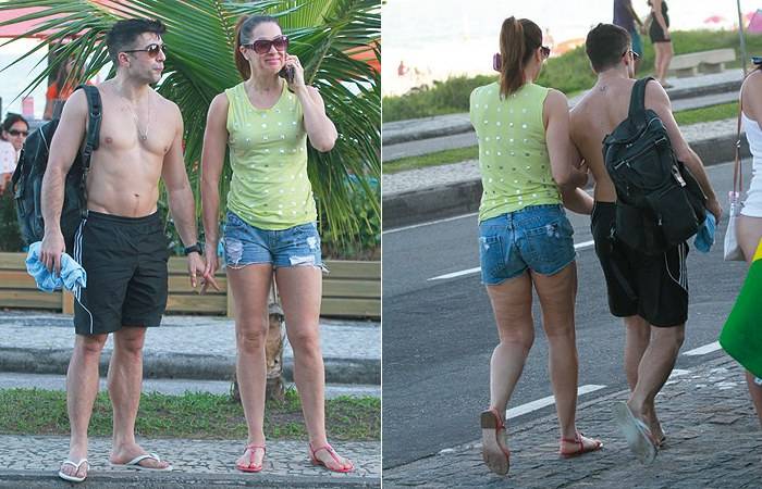 Atriz Claudia Raia curte praia com o namorado dançarino