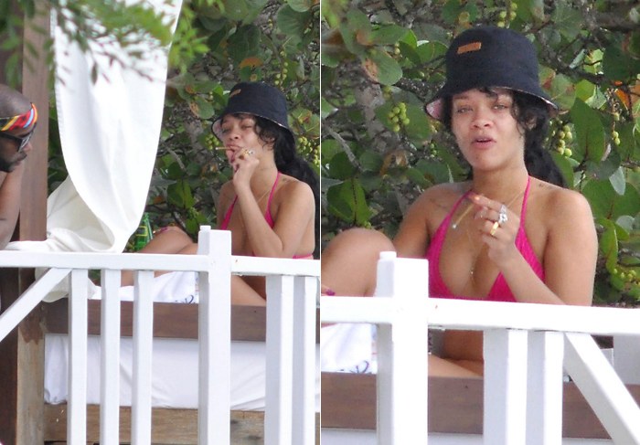 Cantora Rihanna fuma baseado depois de enterrar a avó