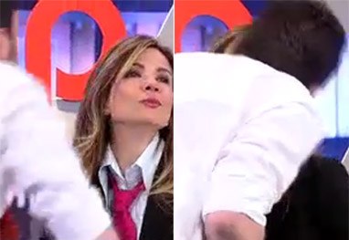 Danilo Gentili beija Luciana Gimenez na boca de surpresa 